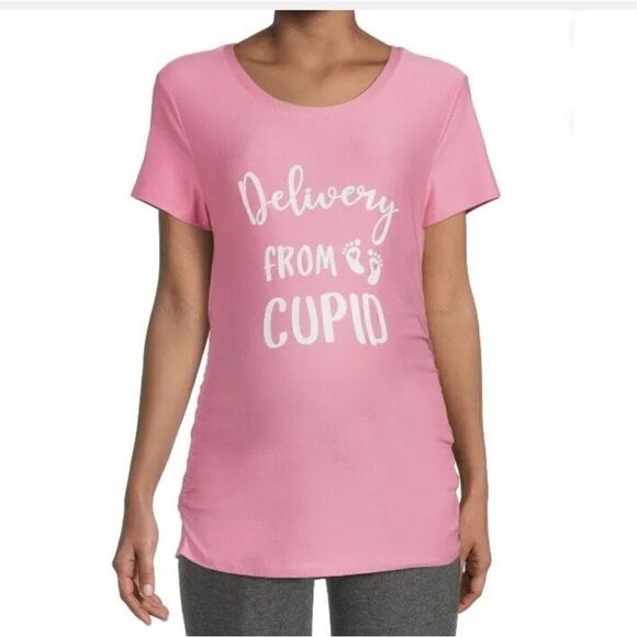 Time And Tru Womens Maternity Tee Pink Cupid Delivery - Picture 1 of 8